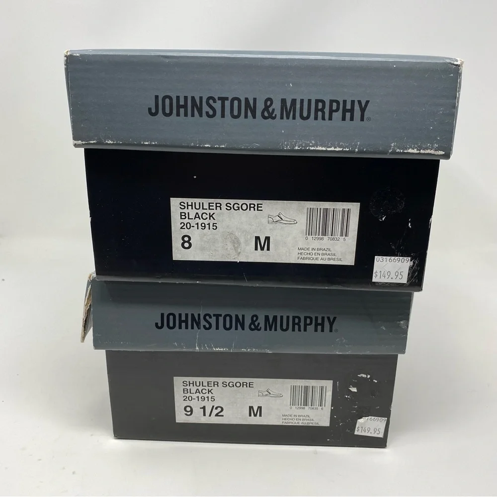 Johnston & Murphy Shuler SGore Black Leather Slip On Black